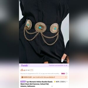 FREE w/ Purchase! SHEIN Gold and Turquoise Chain Belt